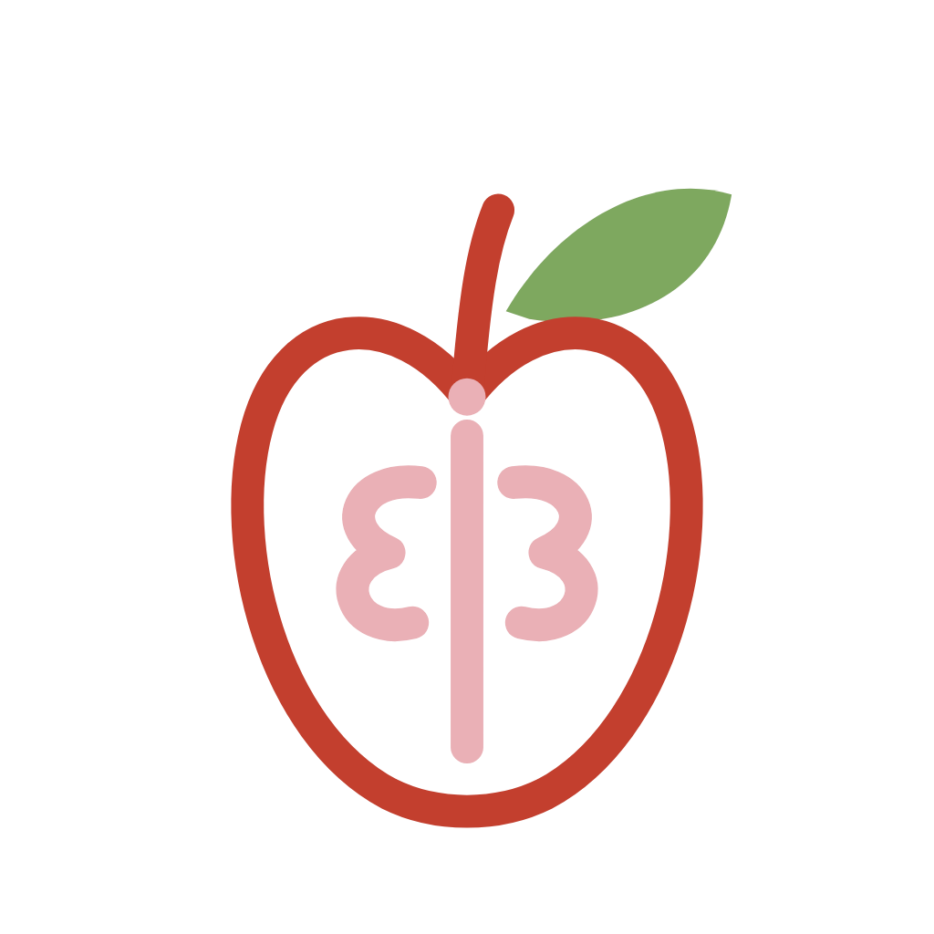 Logo de Psiconutripedia: una manzana con un cerebro